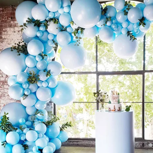 Vista 7 de PartyWoo Globos blancos, 120 globos de 5 pulgadas y azul claro, 120 unidades de 5 pulgadas