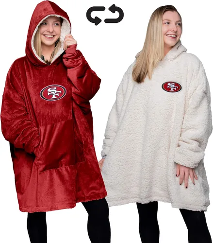 Vista 2 de FOCO NFL Unisex NFL Team Reversible Oversized Sherpa Hoodie Sweatshirt Big Logo Hoodeez