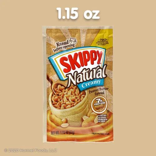 Vista 7 de SKIPPY Mantequilla de maní natural cremosa en paquetes individuales de extrusión, 1.15 oz (8 sobres)