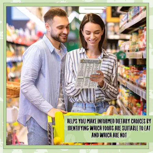 Vista 4 de Sinload 12 piezas de póster de dieta de alimentos para reflujo ácido, lista de dieta para ERGE, alimentos bajos en ácido, lista de compras