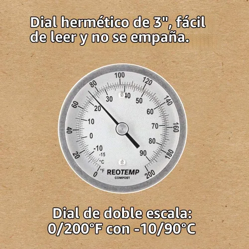Vista 3 de REOTEMP Termómetro de compost resistente, Fahrenheit y Celsius (vástago de 24 pulgadas), fabricado en los Estados Unidos