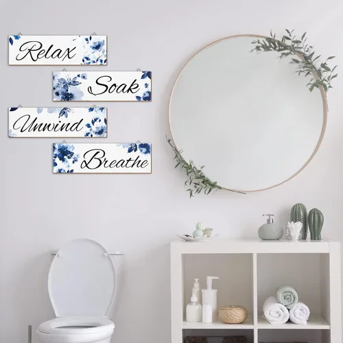 Vista 4 de 4 piezas de arte de pared floral de acuarela de hongos para decoración de baño, decoración de pared, para baño, mariposa, flores, pintura, ramo