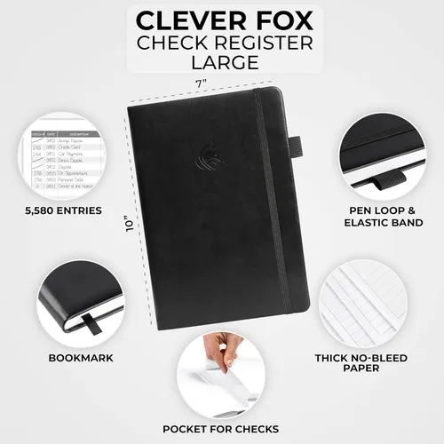Vista 2 de Clever Fox Libro de registro de cheques – Registro de transacciones de lujo, libro de contabilidad contable, registro de cheques y libro de registro