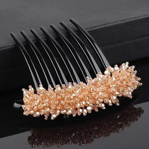 Vista 7 de Peine lateral de perlas para mujer, peines de pelo con diamantes de imitación, 7 dientes, accesorios de cristal vintage, accesorios para tocados
