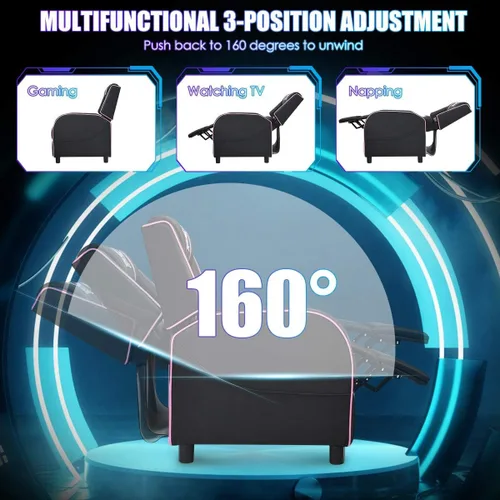 Vista 4 de DORTALA Silla de masaje para adultos, sofá reclinable ajustable con reposapiés y función de masaje, reclinable ajustable para sala de estar, asiento