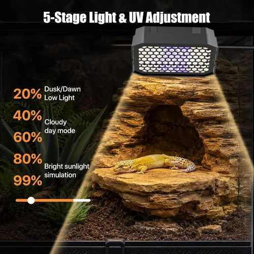 Vista 4 de Luz de reptil LED UVB regulable con temporizador automático, 4.3