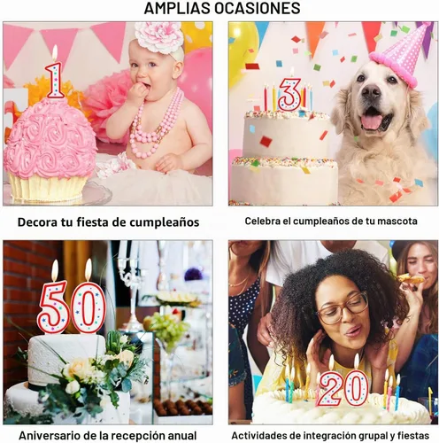 Vista 4 de Nuanchu 10 velas de cumpleaños con números del 0 al 9, adornos de estrellas