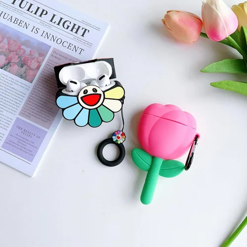 Vista 5 de 【Paquete de 2】Funda 3D con diseño de flores para Airpod Pro/Pro 2nd, bonita funda 3D para Airpod Pro para niños, niñas, adolescentes y mujeres