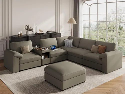 Vista 114 de EASE MOOSE Sofá modular seccional, sofá en forma de U para sala de estar Beige