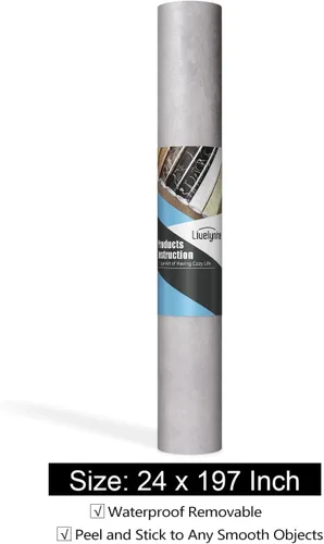 Vista 7 de Livelynine - Papel de contacto gris cemento de 24 pulgadas de ancho para encimeras, despegar y pegar, papel de contacto para encimera de cocina
