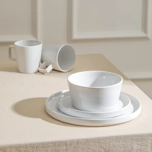 Vista 4 de Stone Lain Celina - Juego de vajilla de gres de 32 piezas, blanco brillante, servicio para 8 Blanco (White Glossy)