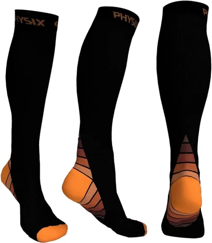 Vista 19 de Physix Gear - Calcetines de compresión 20-30 mmHg, para hombres y mujeres, para correr, enfermeras, espinillas, vuelo, viajes Negro