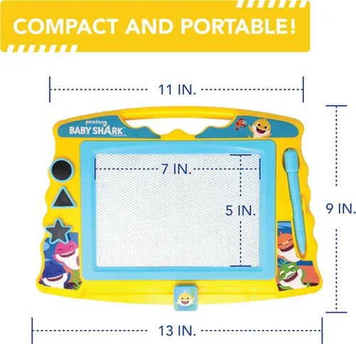 Vista 3 de Lollipop Baby Shark - Pizarra de dibujo magnética con lápiz capacitivo y 3 sellos, para niños o niñas (azul).