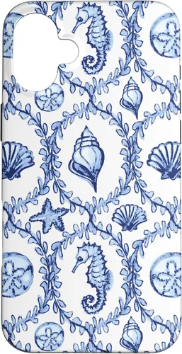 Vista 22 de Funda náutica para iPhone 12 Pro Max Coastal Nieta Preppy Shells náutica blanca azul mar