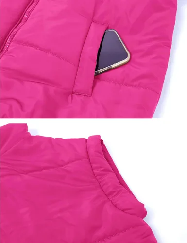 Vista 6 de APAFES Chaleco acolchado de invierno para mujer, ligero, cuello alto, manga corta, acolchado, con bolsillos