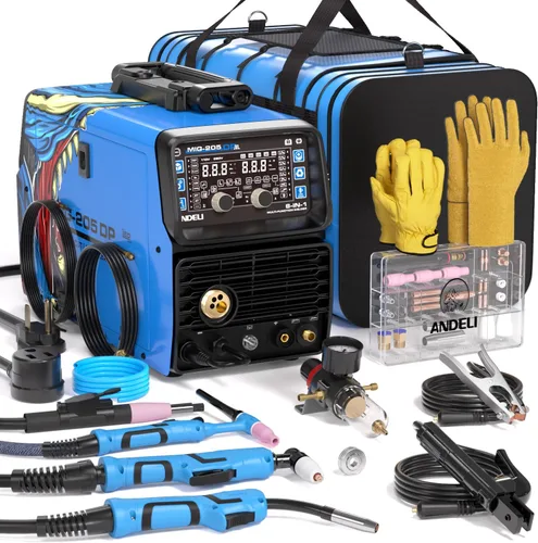 Vista 6 de ANDELI Soldador multiproceso, 8 en 1 cortador de plasma/pulsado MIG/HF TIG/núcleo de flujo/frío/limpio/palo máquina de soldadura de aluminio
