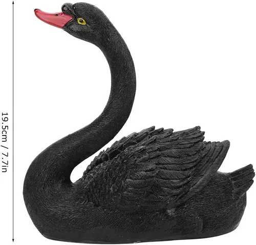 Vista 4 de Cyrank Escultura de estanque, adorno de cisne flotante de simulación, estatua de cisne negro, estatua de ganso de jardín, decoración de césped