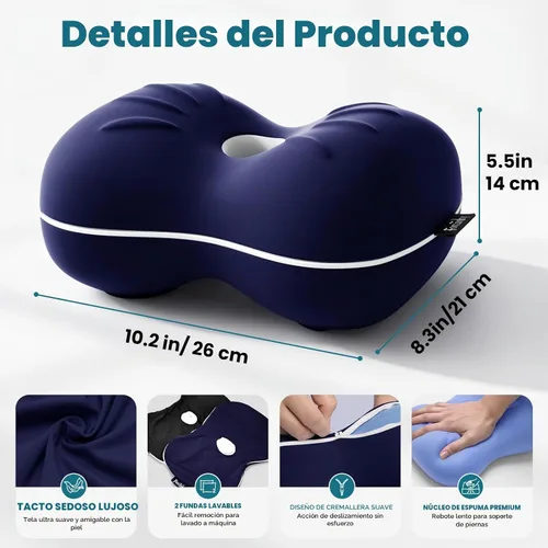 Vista 6 de Almohada de rodilla para personas que duermen de lado, almohada suave de alineación de la columna vertebral, almohadas de rodilla de espuma Cubierta