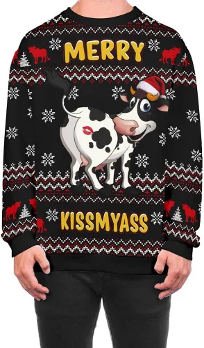 Vista 28 de Sudaderas de Navidad unisex con estampado 3D y cuello redondo, manga larga, suelta, suéter de Navidad