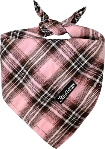 Vista 12 de Pañuelo ajustable para perro, 1 bufanda triangular de algodón suave y lavable para perros y gatos pequeños, medianos y grandes (marrón y azul, S)