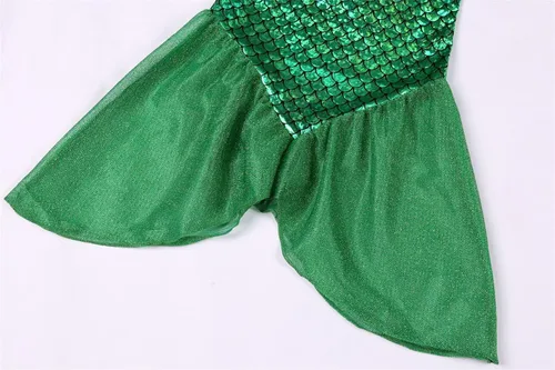 Vista 5 de IBQ Disfraz de sirena Ariel para niñas pequeñas, disfraz de princesa con accesorios