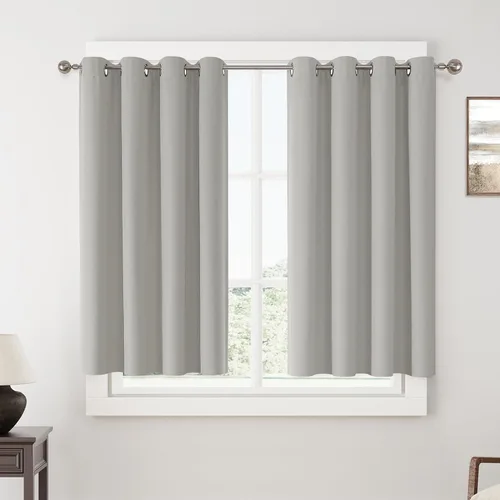 Vista 57 de ChrisDowa Cortinas 100% Opacas de Abedul Sólido de 45 Pulgadas de Largo, 2 Paneles para Dormitorio y Sala de Estar, Estilo Granja Oscurecedoras
