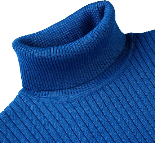 Vista 4 de Suéter de cuello alto para hombre, ajustado, suave, tejido básico