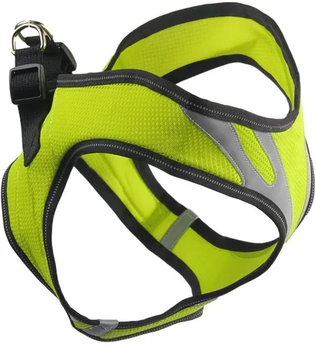 Vista 4 de PAWISE Arnés de malla reflectante para perro, chaleco de malla acolchada suave para caminar, arnés para mascotas sin tirones con 2 clips para correa