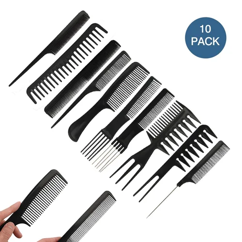Vista 7 de Juego de 10 peines de peinado profesional, paquete variado para todo tipo de cabello y estilos
