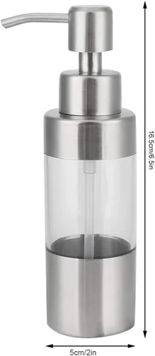 Vista 4 de Walfront Dispensador de jabón dispensador manual transparente de acero inoxidable para encimera de champú líquido dispensador de bomba de loción