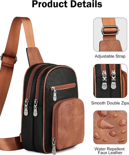 Vista 6 de FADEON Bolsos bandolera y mochila para mujer, colección marrón