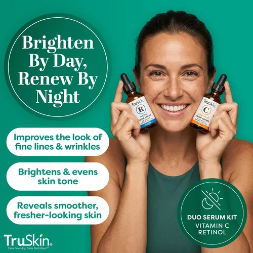 Vista 3 de TruSkin Naturals Suero facial Duo - Suero de retinol para la cara y suero de vitamina C antienvejecimiento para el cuidado de la piel para mujeres