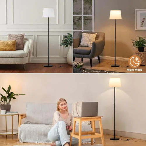 Vista 5 de Raexpectis Lámparas de pie para sala de estar, lámpara de pie de 3 temperaturas de color con pantalla blanca, lámpara de pie moderna con bombillas