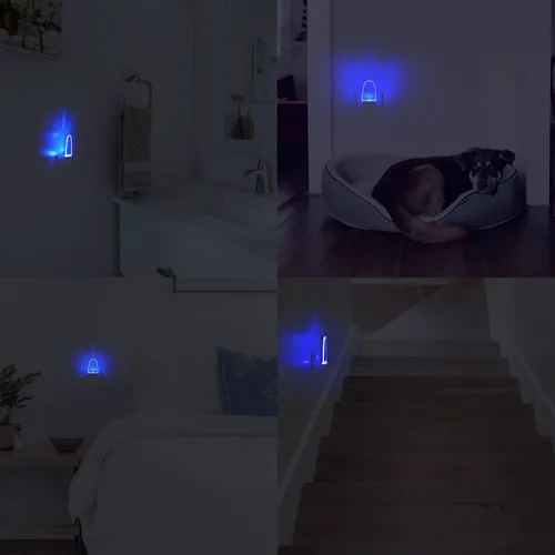 Vista 6 de Paquete de 4 lámparas de luz nocturna con sensor de atardecer a amanecer, enchufable, luz nocturna LED azul