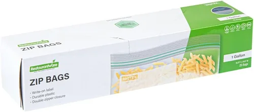 Vista 9 de Restaurantware Bag Tek - Bolsas de almacenamiento con cremallera de 1 galón, 25 bolsas desechables con cremallera, bolsas de plástico transparente a