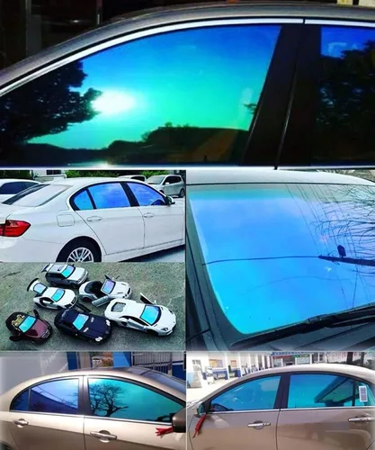 Vista 9 de Película de Tinte para Ventanas de Automóviles, Película de Protección Solar Camaleón Púrpura Azul para Ventana Delantera de Automóvil 20% VLT Azul