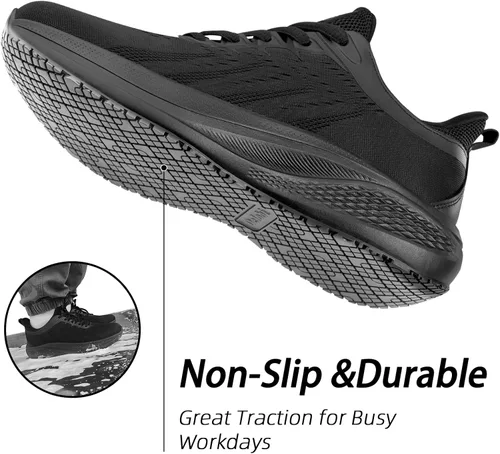 Vista 2 de Non Slip Shoes for Men, Food Service Slip Resistant Work Shoes in Restaurant Kitchen Hospital, Breathable Lightweight Sneakers - Zapatos