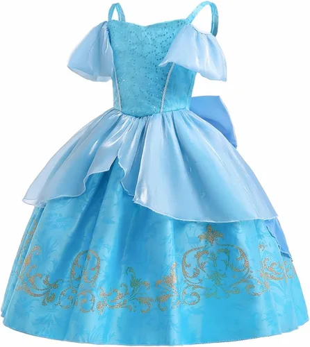 Vista 45 de Vestido de cumpleaños de princesa Cenicienta para niñas, disfraz de Halloween, concurso de Navidad, fiesta de baile con accesorios