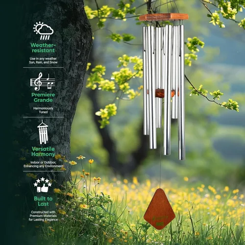 Vista 5 de Campanillas de Viento Nature's Melody Premiere Grande Tunes – Campanillas de Viento para Exteriores con 6 Tubos Afinados en Escala Pentatónica