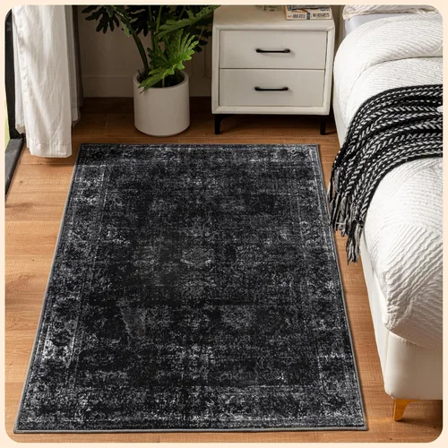 Vista 63 de Istana Alfombra larga antideslizante de 2.5 x 8 para el hogar, para pasillo y cocina, lavable, sedosa y suave al tacto, elegante, color azul y marfil