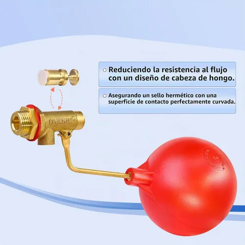 Vista 4 de Válvula de flotador de llenado automático de piscina 3/8", válvula de nivel de agua de latón para piscina y estanque