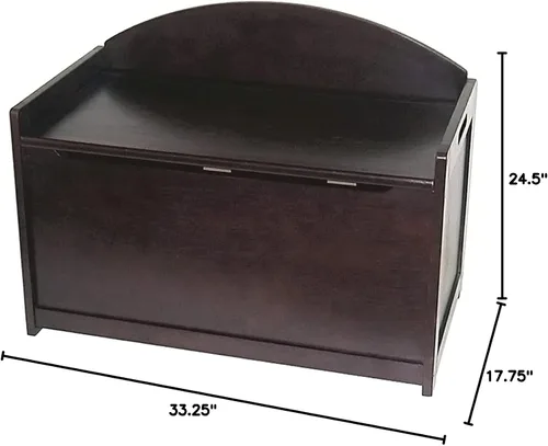 Vista 5 de Lipper International Cofre de juguetes para niños, 33.25 pulgadas de ancho x 17.75 pulgadas de profundidad x 24.5 pulgadas de alto, acabado espresso
