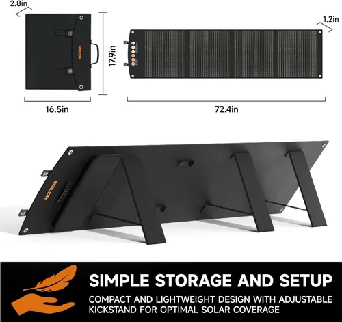 Vista 6 de BALDR Panel solar portátil de 120 W para generador de estación de energía Jackery/ECOFLOW/Flashfish/ROCKPALS, cargador de celda solar plegable