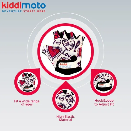 Vista 4 de Kiddimoto Kids Cycling Gloves Anti-Slip Kids Bike Gloves for Boys and Girls Fingerless Kids Mountain Bike Gloves for BMX, MTB Riding, Gymnastics
