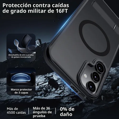 Vista 5 de para Samsung Galaxy S24 Plus, [Compatible con MagSafe], soporte ajustable, funda de grado militar a prueba de caídas, funda translúcida mate