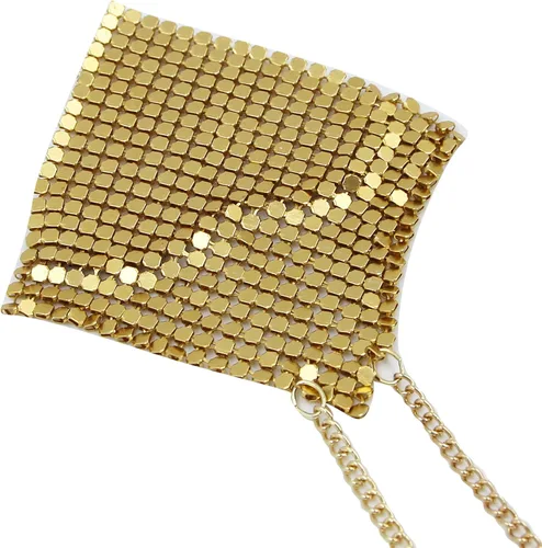 Vista 4 de MINGSEECESS Cubierta adhesiva reutilizable para pezón, almohadillas de silicona de metal dorado, forma cuadrada, sujetador con borla dorado