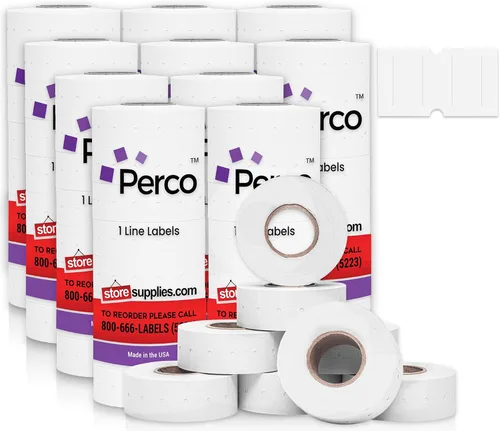 Vista 33 de Etiquetas azules Perco de 1 línea - 8 rollos, 1 funda, 8,000 etiquetas en blanco para pistolas de precio y fecha de 1 línea Perco - Fabricadas