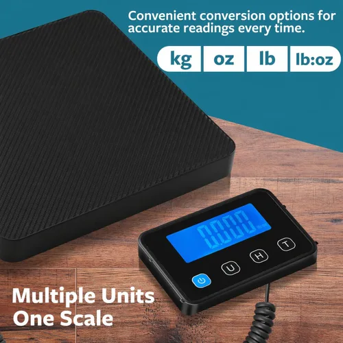 Vista 5 de Báscula de envío digital, báscula postal, 220 libras, 0.1 oz, pantalla remota Backlit LCD, Hold and Tare, Postage Mail Scale for Packages, Small