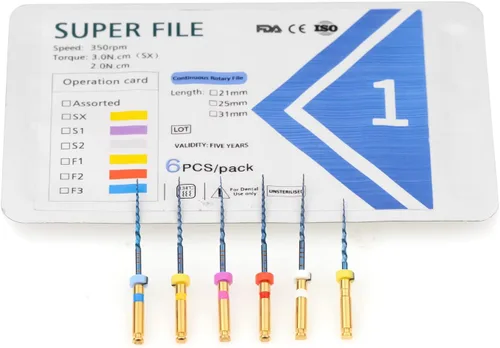 Vista 3 de XUX 6 unids/paquete SX-F3 Blue Reciprocating Files Endo Rotary Files Uso del motor Archivos de NiTi endodónticos activados por calor 0.827 in/0.984