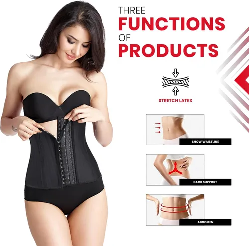 Vista 5 de DEVOGUE Entrenadores de cintura para mujer, corsé de látex para grasa del vientre, moldeador corporal